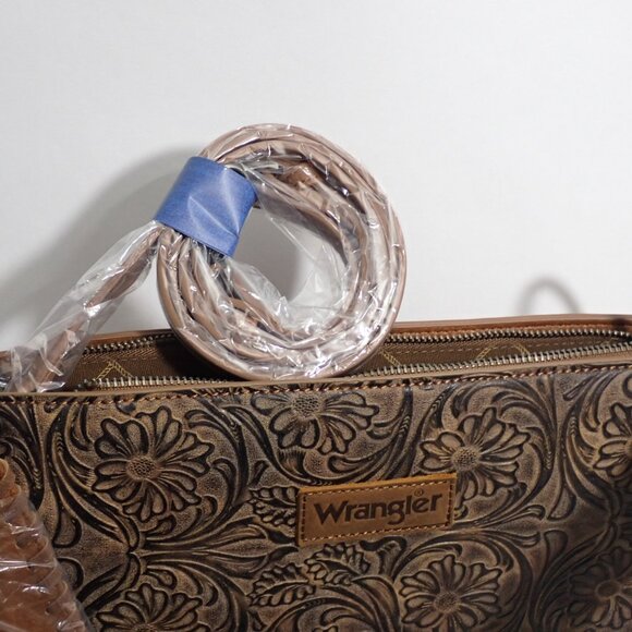 Wrangler Floral Embossed Fringe Hobo/Crossbody Purse - Picture 5 of 8